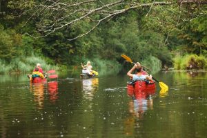 Kayaking on river