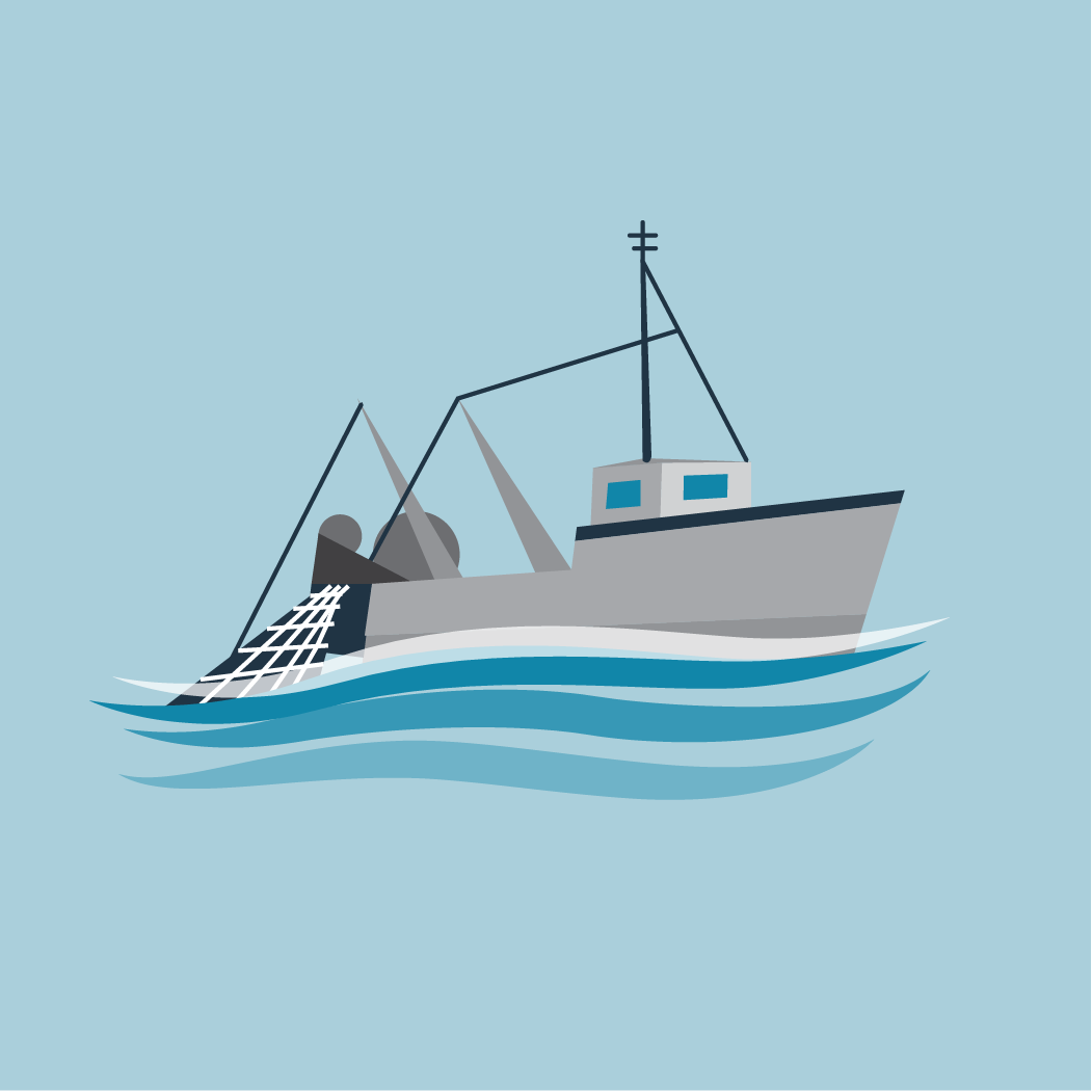 icon of boat with a fish net