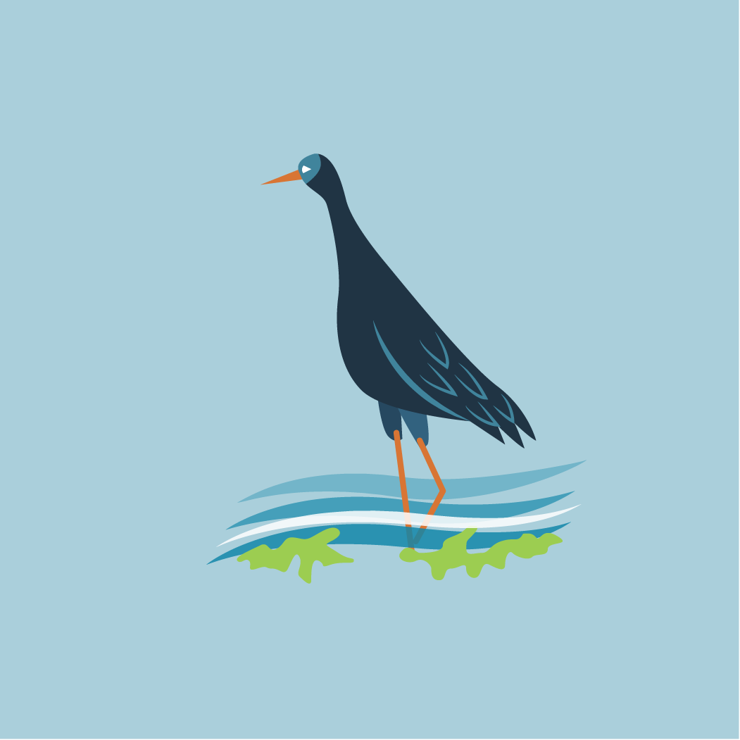 icon of heron in the water